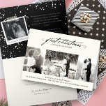 Vintage Handwriting First Christmas Photo Wedding Holiday Card<br><div class="desc">This modern classic holiday wedding announcement / our first christmas card for the newlywed couple features 3 photo collage and a vintage handwriting script calligraphy with serif text in the words, 'First Christmas Together as Mr. and Mrs.' The inside of the card has an editable sample holiday message and the...</div>