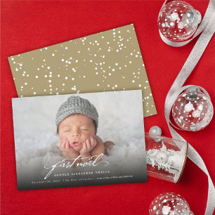 Vintage Handwriting Script Baby's First Noel Photo Holiday Card