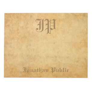 Vintage Handwritten Monogram Wedding Text Template Notepad