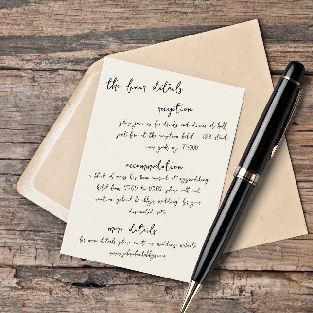 Vintage Handwritten Note Wedding Details Enclosure Card (Creator Uploaded)