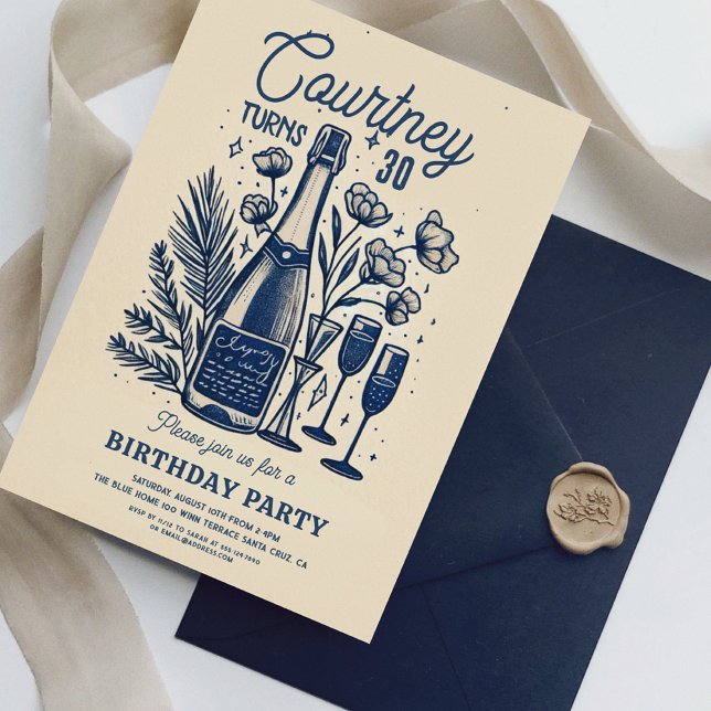 Vintage Handwritten Scribble Drawing 30th Birthday Invitation (Creator Uploaded)