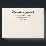 Vintage Handwritten Trendy Unique Modern Wedding Envelope<br><div class="desc">A retro modern hand written bright black and white wedding envelope. Which features bold whimsical  bride and groom's names in black  and creamy background colour. And  personalised return address . Which suits the whole wedding suite.</div>
