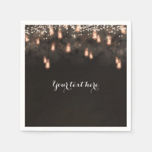 Vintage Hanging Light Bulbs Wedding Reception Napkin