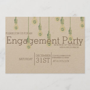 Vintage Hanging Lightbulbs Engagement Party Invitation