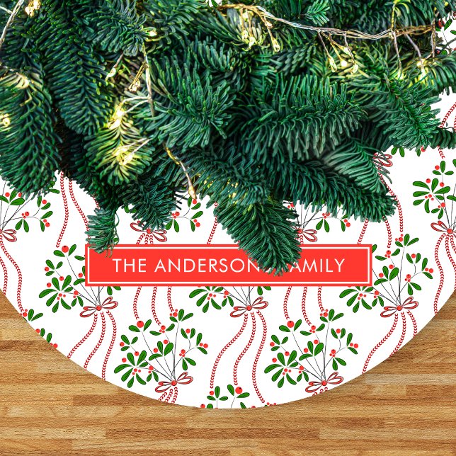 Vintage Hanging Mistletoe Christmas Pattern  Fleece Tree Skirt (Creator Uploaded)