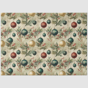 Vintage Hanging Ornaments, Berries, Branches Tissue Paper