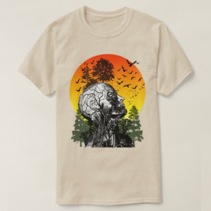 Vintage Hangover Human Tree Retro Sunset Distres T-Shirt