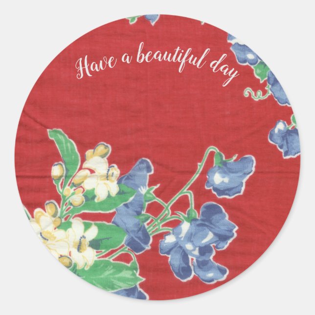Vintage hanky sticker * Have a beautiful day (Front)