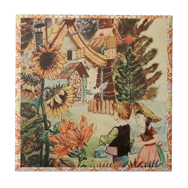 Vintage Hansel and Gretel Ceramic Tile (Front)