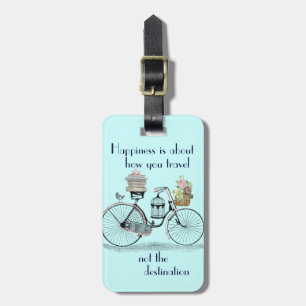 Vintage Happiness is about how you travel poster Luggage Tag