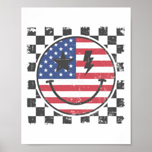 Vintage Happy 4th Of July Boy Smile Face Retro Usa Poster