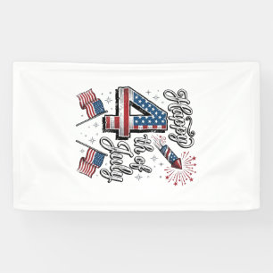 Vintage Happy 4th of July Patriotic Firework Shirt Banner