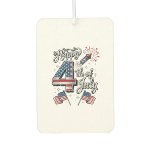 Vintage Happy 4th of July Patriotic Firework Shirt Car Air Freshener