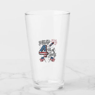 Vintage Happy 4th of July Patriotic Firework Shirt Glass