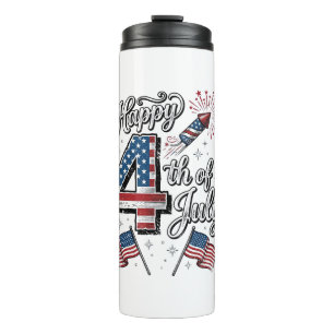 Vintage Happy 4th of July Patriotic Firework Shirt Thermal Tumbler