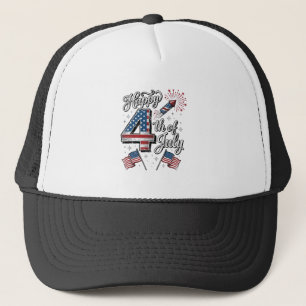 Vintage Happy 4th of July Patriotic Firework Shirt Trucker Hat