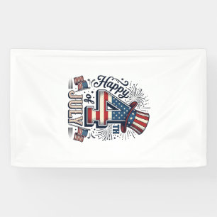 Vintage Happy 4th of July Patriotic Hat Vector Des Banner