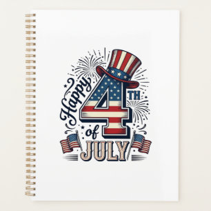 Vintage Happy 4th of July Patriotic Hat Vector Des Planner