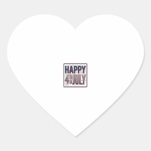Vintage Happy 4th of July Patriotic Shirt Design_1 Heart Sticker