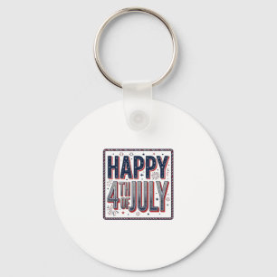 Vintage Happy 4th of July Patriotic Shirt Design_1 Key Ring