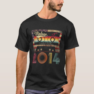 Vintage Happy Birthday 2014 8Th Gift American Flag T-Shirt