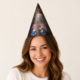 Vintage Happy Birthday America Fireworks Party Hat