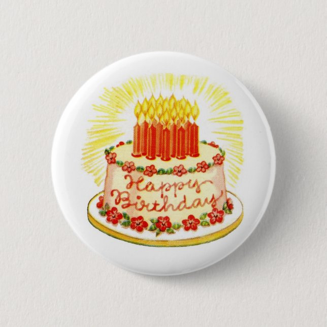 Vintage Happy Birthday Cake Pin (Front)