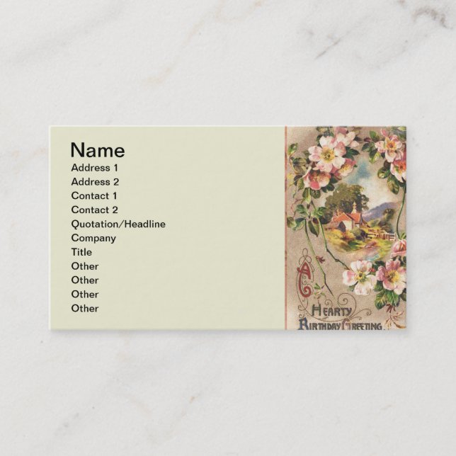 Vintage Happy Birthday Card Artwork (Front)