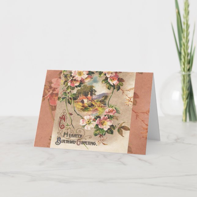 Vintage Happy Birthday Card Artwork (Front)