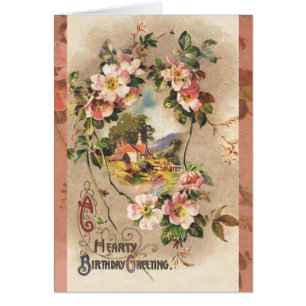 Vintage Happy Birthday Card Artwork