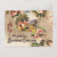 Vintage Happy Birthday Card Artwork