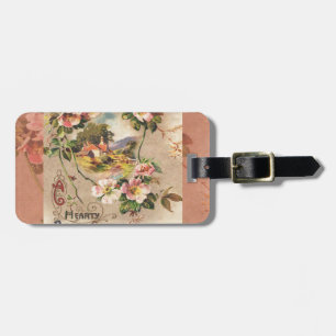 Vintage Happy Birthday Card Artwork Luggage Tag