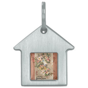Vintage Happy Birthday Card Artwork Pet Name Tag