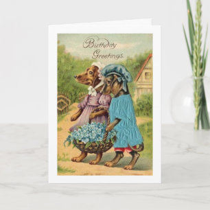 Vintage Happy Birthday Dachshunds Card