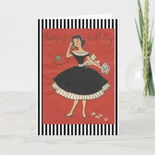 Vintage Happy Birthday Girl Card