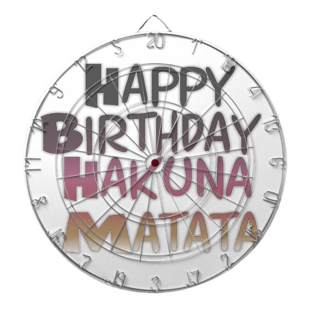 Vintage Happy Birthday Hakuna Matata Purple Inspir Dartboard (Front)