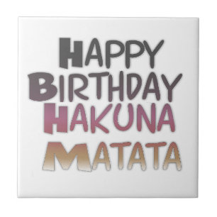 Vintage Happy Birthday Hakuna Matata Purple Inspir Tile