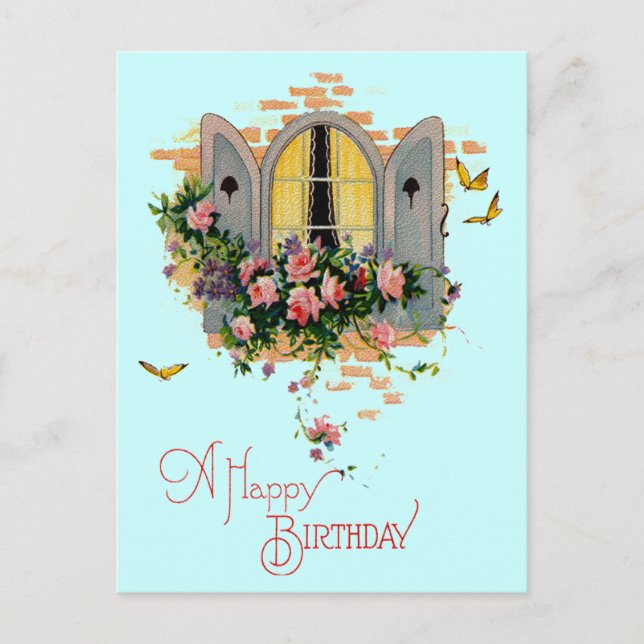 Vintage Happy Birthday Postcard (Front)