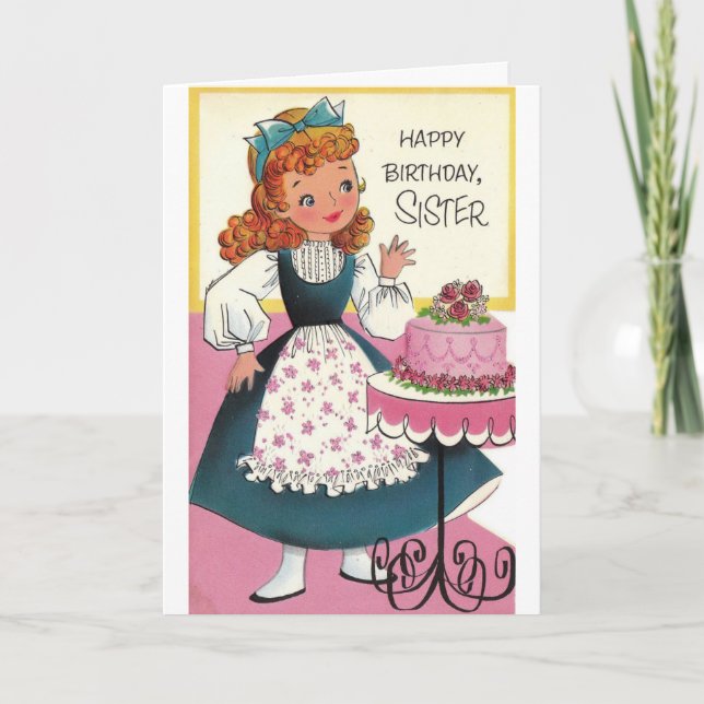 Vintage - Happy Birthday, Sister, Card (Front)
