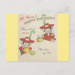Vintage Happy Birthday Tea Postcard