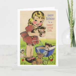 Vintage Happy Birthday to a Sweet Little Girl Card