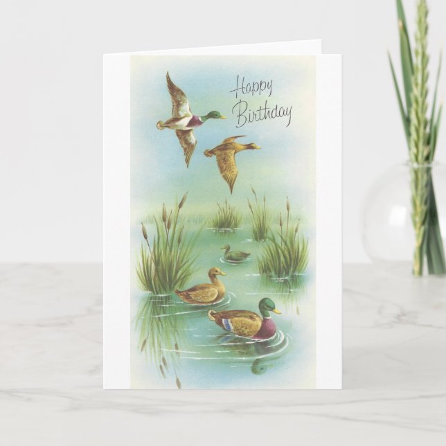 Vintage Happy Birthday With Ducks Card (Front)