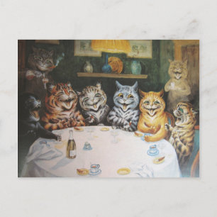 Vintage Happy Cat Family Postcard