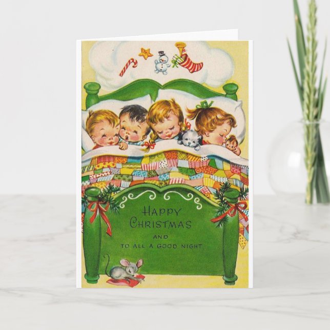 Vintage Happy Christmas Holiday Card (Front)