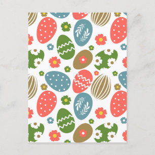 Vintage Happy Easter Blooms Announcement Postcard
