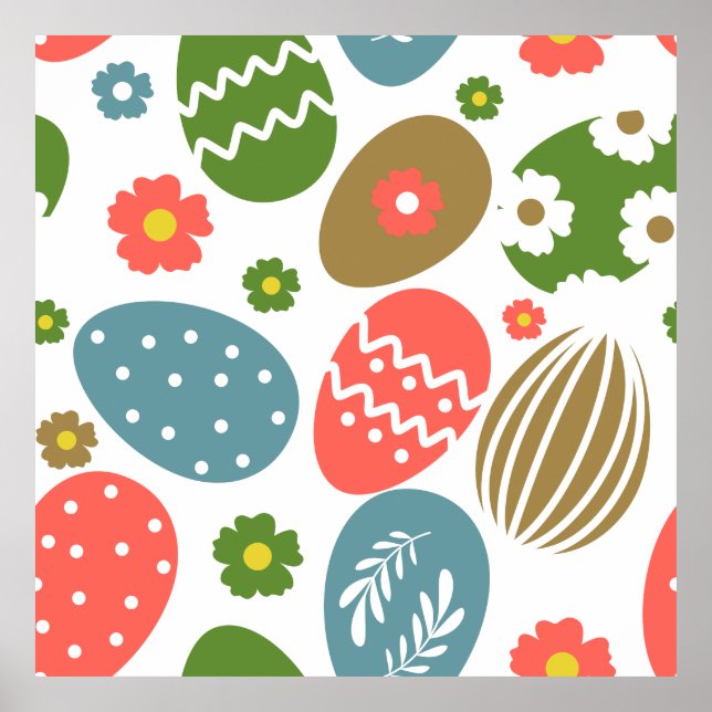 Vintage Happy Easter Blooms Poster (Front)