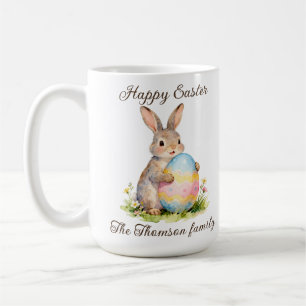 Vintage Happy Easter Bunny with Egg Family Coffee Mug
