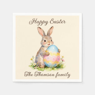 Vintage Happy Easter Bunny with Egg Family  Napkin