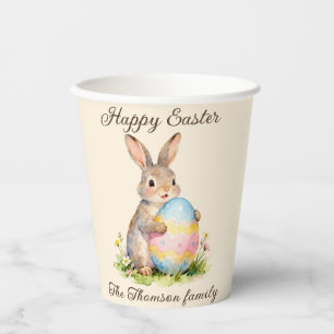 Vintage Happy Easter Bunny with Egg Family Paper Cups
