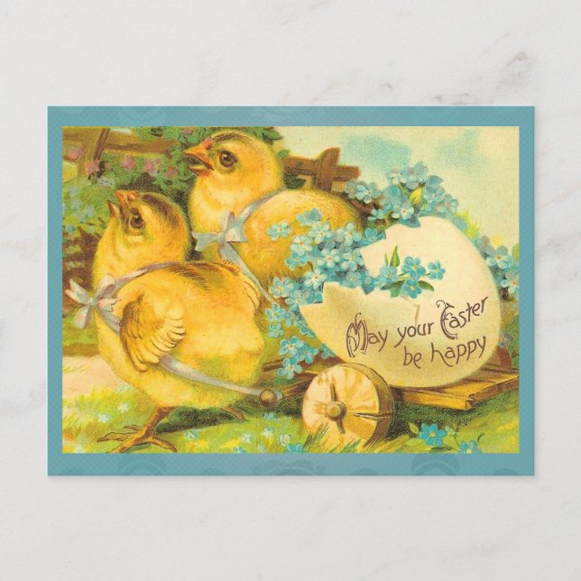 Vintage Happy Easter Chicks Holiday Postcard (Front)